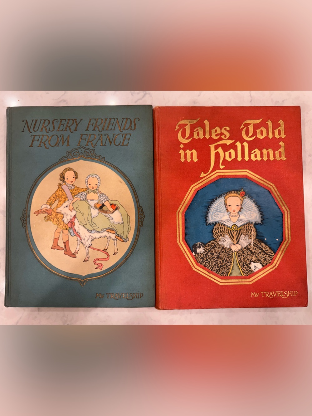 1920s Antique Children’s Books Set of 2 Petersham Illustrated France Holland